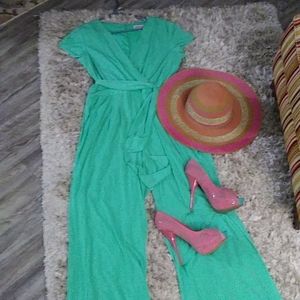 Mint green semi formal large jumpsuit.